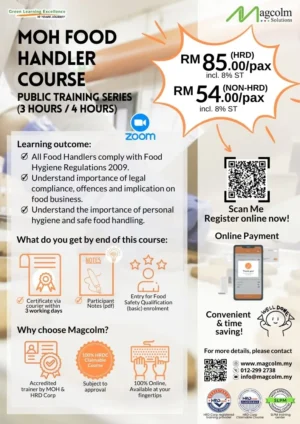MOH Food Handler Course Public Online Class Service Flyer